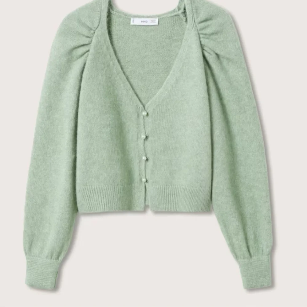 SOLD Mango Pearl NWOT Button Knit Cardigan | S | Puff/Peasant Sleeve - Picture 2 of 8